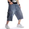 Jeans pour hommes Poches de hip hop moche Cargo Denim Shorts Plus Lettres de grande taille Skateboard Skateboard Streetwear