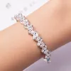 Pulseira de luxo pave setting square 5A CZ banhado a ouro branco pulseira de noivado para mulheres acessórios de casamento presente