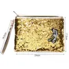 New hot sale envelope clutch bag zipper cosmetic bag fashion mermaid sequin bag ladies coin purse WCW661