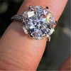 Choucong Flower Promise Finger Ring 925 Sterling Silver Round Cut 2ct 5a CZ Engagement Band Ringar för Wome Bröllop Smycken