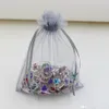 100Pcs 실버 그레이 Drawstring Organza 선물 가방 7x9cm 9x11cm 13x18cm 웨딩 파티 크리스마스 호의 선물 가방