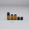 100 Stück 3 ml/3 ml Glas-Roll-On-Flaschen, bernsteinfarbene Roll-On-Roller-Flaschen für ätherische Öle, Parfüm, Deodorant, Behälter mit Schraubverschluss