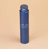 Atomizzatore di profumo in alluminio a rotazione ricaricabile in miniatura da 8 ml Flacone spray vuoto Bottiglia di profumo in vetro cosmetico Via