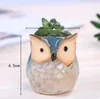 Cute Mini Ceramic Decorative Owl Flower Pots Planters Retro Creative Succulents Nursery Floral Holder Organizer Garden Supplies 6 style