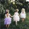 Tanie Piękne Krótkie Dziewczyny Suknie Koronki Ruffles Tulle Tutu Dress Puffy Little Girls Formalne Wedding Party Suknie FG1255