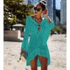 Ny sexig täckning bikini kvinnor baddräkt coverup strand baddräkt slitage stickkläder mesh strandklänning tunic6087236