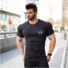 Hızlı Kuru Spor Salonu Gömlek Spor T Gömlek Erkekler Spor Sıkı Kısa Kollu Koşu Gömlek Erkekler Vücut Geliştirme Tee T-shirt Rashgard Tops
