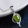 Natural Green Hetian Jade Wisiorek 925 Srebrny naszyjnik Chiński Jadeite Amulet Moda Biżuteria Prezenty dla kobiet