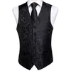 Быстрая доставка мужская классическая классическая черная пейсли жаккардовый шелковый жилет жилет ночного платка задохнуть вечеринка свадебный галстук жилет костюм набор MJ-0109