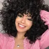 NOUVELLE coiffure brésilienne Cheveux Africain Ameri bob crépus bouclés perruque Simulation Cheveux humains naturel vague lâche perruque avec bang