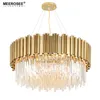 Moderne Kristallen Kroonluchter Licht Ronde Kristallen Verlichtingsarmaturen Cristal Lustres Gouden Hanglamp voor Eetkamer Woonkamer Restau1689