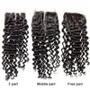 Braziliaanse Krullend Maagdelijk Haar Weeft 3 Bundels met Top Kantsluiting 8A Brazillian Deep Jerry Curly Remy Hair Extensions Natural Color