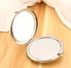 300 pièces livraison gratuite 70mm poche Compact miroir favorise rond métal argent miroir de maquillage cadeau promotionnel