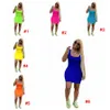 Women Summer Mini Dresses Sleeveless Scoop Neck Bodycon Dress Sexy Summer Clothes Pure Color Casual Dresses LJJA2682