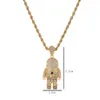 New Hip hop Jewelry Astronaut Pendant Necklace Gold Color Bling Cubic Zircon Men Women's Necklace with Rope chain For Gift