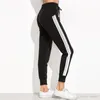 Women Casual Pants Drawstring Waist Loose Pants For Women Autumn Black Striped Side Sweat Pants Sweatpants