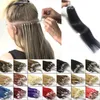 Micro Loop Virgin Extensions de cheveux humains Remy Micro Ring Perle Droite Brésilienne Péruvienne Indienne 100g 100 brins 18 20 22 24 26 pouces 20 couleurs