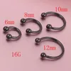 Zwarte zilveren kegel Horseshoe Bar Piercing Body Sieraden Neusringring