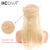 Fermeture frontale en dentelle 360 pré-épilée avec cheveux de bébé péruvien Remy cheveux humains raides 613 couleur blonde 1020 pouces dentelle transparente6014325