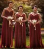 2024 Nya Bury Bridesmaid -klänningar för bröllopsgästklänning Chiffon Sweetheart Cap Sleeves Golvlängd Plus Size Party Maid of Honor -klänningar 403