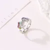 Bague licorne mignonne de dessin animé, bijoux à la mode, poney coloré, diamant, ouverture réglable, S995