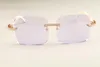 2019 새로운 고급 패션 다이아몬드 울트라 라이트 큰 상자 선글라스 352412-D1 자연 흰색 뿔 다리 선글라스 DHL 무료 배송 거울