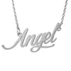 Name Angel Script Charms for Women Stainless Steel real gold customized name necklace and bracelet set Letter Gold Choker Chain Necklace Pendant Nameplate Gift