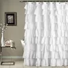 LumiParty Düz Renk Su Geçirmez Oluklu Kenar Duş Perdesi Ruffled Banyo Perde Decoration-25 C18112201