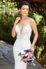 Lace Mermaid Wedding Dresses V Neck Appliques Beads Court Train Illusion Beach Wedding Dress Sexy Backless Plus Size Boho Bridal Gowns
