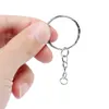 50 Pieces Metal Key Rings With Chains And Small Round Split Rings For Organizing Keys And Making Craft 1.4*28mm Silver