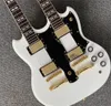 12 & 6 Strings 1275 Double Neck White Electric Guitar Gold Hardware, Tuilp Tuners