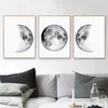 Dipinti su tela minimalisti Fasi lunari Wall Art Poster neri e stampe bianche Immagini della terra per l'arredamento del soggiorno della camera da letto