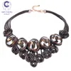 Moda-Nueva Moda Cuerda de cuero hecha a mano Gema Piedra Cristal Declaración Gargantilla Collar Mujeres Collares Colgantes joyería bijoux