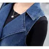 Outono denim colete feminino coreano plus size trespassado sem mangas jean senhoras colete longo elegante women039s coats1509914