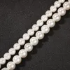 Wholesale-8-10mm Pearl Necklace Hip Hop CZ Stone Bling Iced Out Pendants Necklace with Pearl Beaded Link Chain for Men Rapper Jewelry3167537