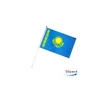 Kazakhstan Hand Held Waving Flag for Outdoor Indoor Usage ,100D Polyester Fabric, Make Your Own Flags