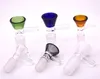 Color Thick glass bong slides with handle bowl funnel Male 14mm 18mm Smoking accessories Water Pipe bongs bowls heady slide