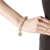 Bracelet de perles en acier inoxydable, étiquette circulaire avec lettrage à la mode, corde élastique, DIY