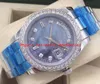 Montre de luxe 41mm Platinum Factory Ice Blue Diamond Dial 218206 Bracelet en acier automatique Mode Montres pour hommes Montre-bracelet
