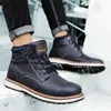 Hot Sale-Winter Shoes Men Fashion Boots Warm Plush Thick Sole Men Ankle Boots Casual Male Footwear Winter Man Bootie