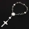 Bracciale con perline con ciondolo a croce Jesu Christianism baby shower forniture religione regali di nozze braccialetto con rosario braccialetto con ciondoli Gioielli religiosi