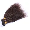 Chokladbrun Kinky Curly Malaysian Human Hair 3 Bundles 300gram # 4 Mörkbrunt Virgin Hair Weave Wefts Kinky Curly Hair Extensions 10-30 "