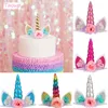 Unicorn Party levererar tårta topper tillbehör födelsedagsfest dekor baby shower flickor pojkar babyshower
