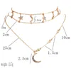 Crystal Star Moon Necklace Gold Choker Multilayer Halsband Pendant Summer Fashion Jewelry for Women Will and Sandy