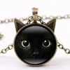 Collier cabochon en verre noir chat oreille cadre pendentifs colliers femmes enfants bijoux de mode 1625