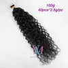 Natural preto remy 100g afro kinky curly água onda profunda 3b 3c 4a 4b 4c fita de trama de pele virgem em extensões de cabelo humano
