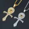 Fashion-Ankh Diamonds Pendant Halsband för män Kvinnor Lyxigt öga av Horus Pendants Guld Silver Rostfritt Stål Religiösa Halsband Smycken