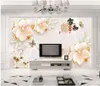 WDBH 3D wallpaper personalizzato foto murale cinese goffrato gioiello fiore swan soggiorno home decor 3D murales sfondi gratuiti per pareti 3 d