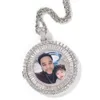 Personalizado Real Banhado Ouro Bling Diamante Personalizado Foto Redonda Medalhão Pingente Colar Quadrado Zircônia DIY Jóias Presentes Para Homens Mulheres