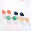 American European Fashion Womens Simple Vergulde Waterdrop Druy Earring 15mm Handgemaakte Druzy Trendy Sieraden Hars Stone Stud Earring